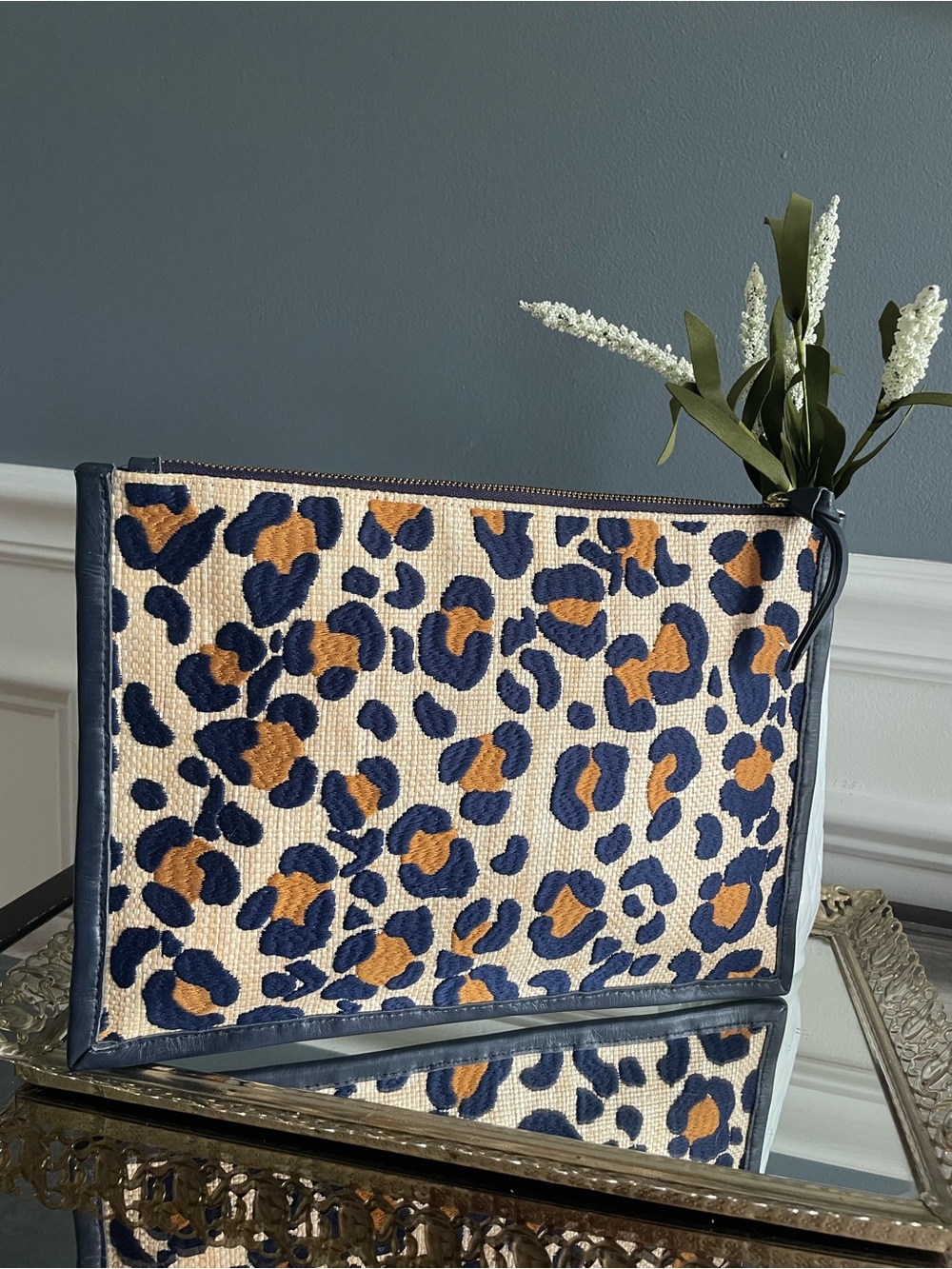 Boden Cheetah Raffia Clutch - Picture 3 of 5